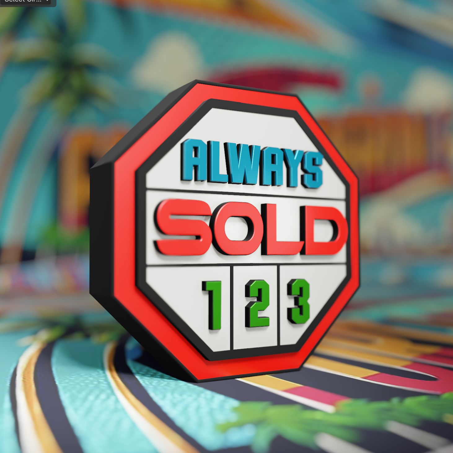 ALWAYS SOLD 123 — 3D dealership badge